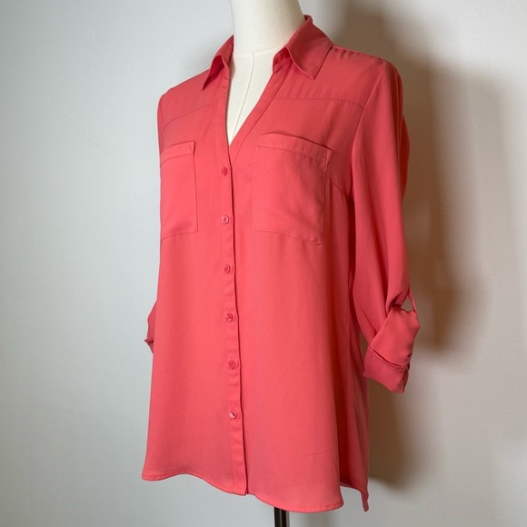 Express “The Portofino Shirt” V-Neck Button Front Lightweight Womens Size Small - Picture 5 of 10